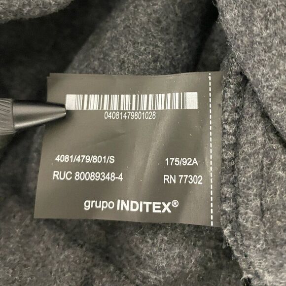 Zara Mens Sweatshirt Size S Dark Gray Fleece Quarter Zip Pullover 4081/479 NWOT - Picture 8 of 15